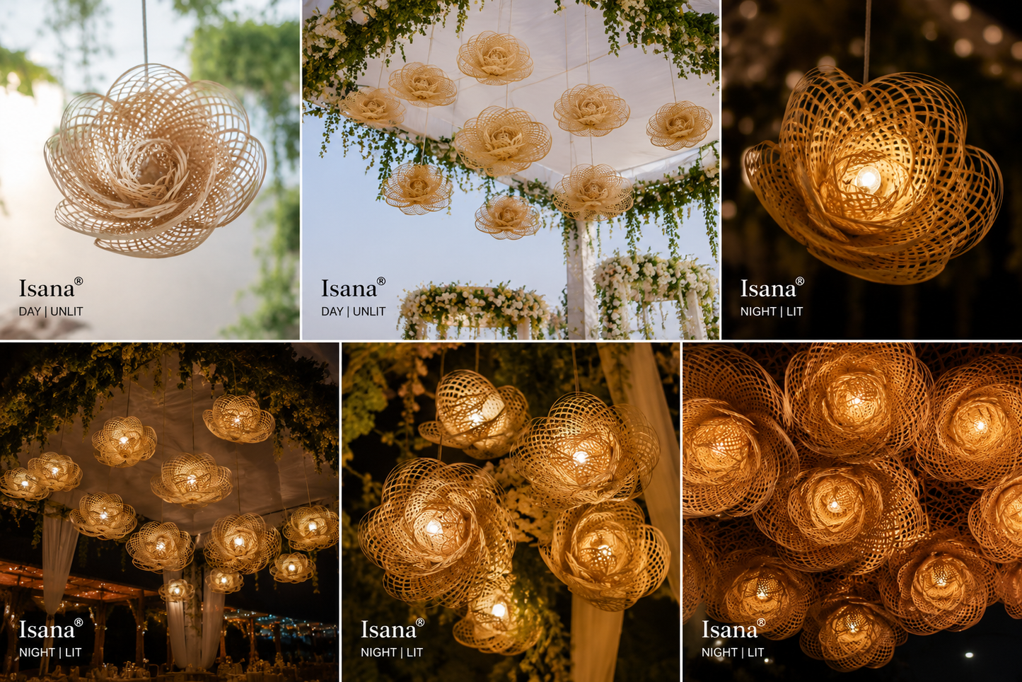 ISANA Bamboo Cloud 22 Inch Pendant Light IBL247 | Handwoven Bamboo Lamp