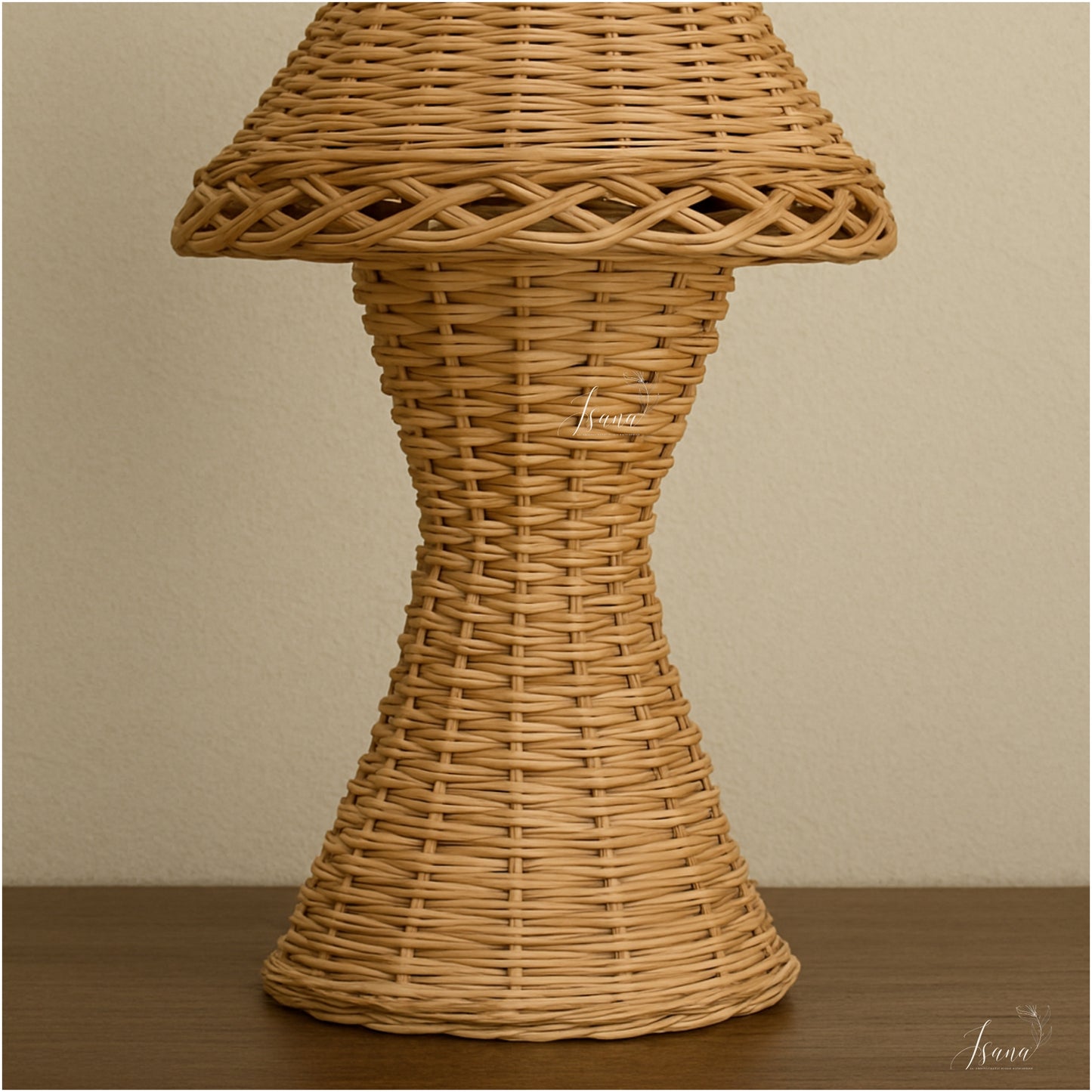 ISANA Aavira 22 Inch Handcrafted Rattan Cane Table Lamp