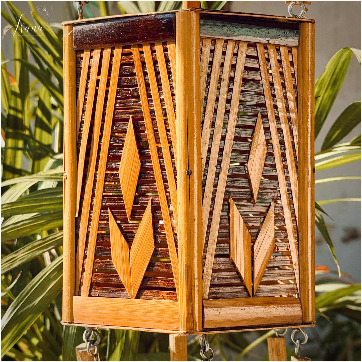 ISANA Kora 6 Corner Bamboo Hanging Lampshade | Geometric Pendant Light