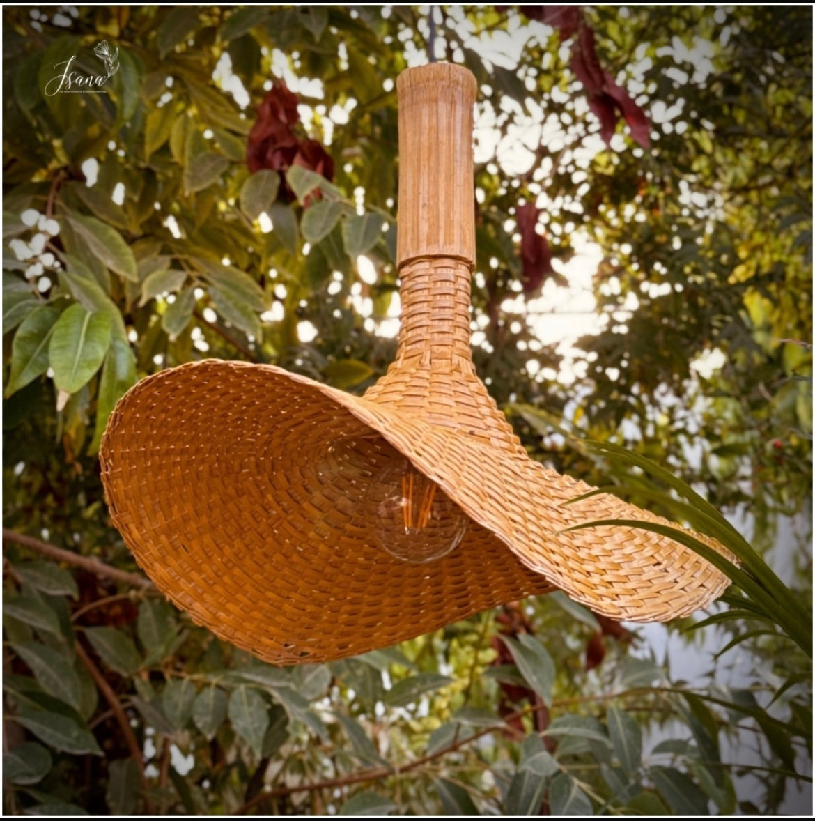 ISANA Drift Wave Bamboo Hanging Lampshade | Sculptural Pendant Light