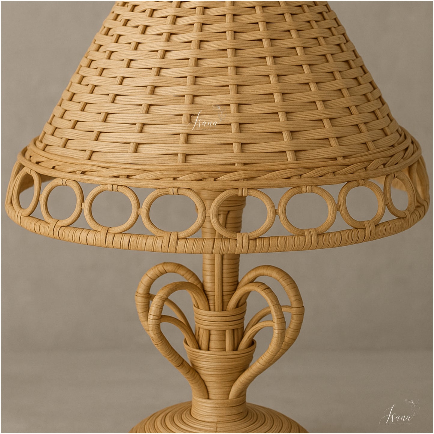 ISANA Tavira 23 Inch Rattan Cane Table Lamp