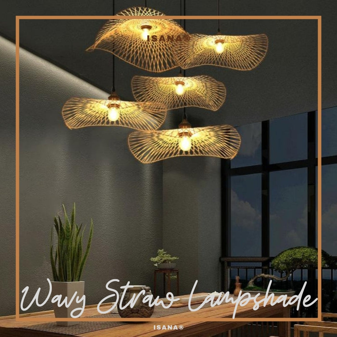 ISANA Ripple 22 Inch Wavy Bamboo Pendant Lamp IBL243