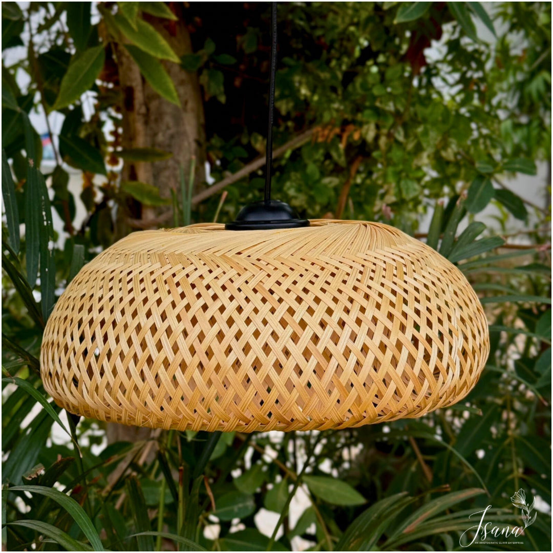 Mushroom Bamboo Lampshade – Handwoven Natural Bamboo Pendant Light