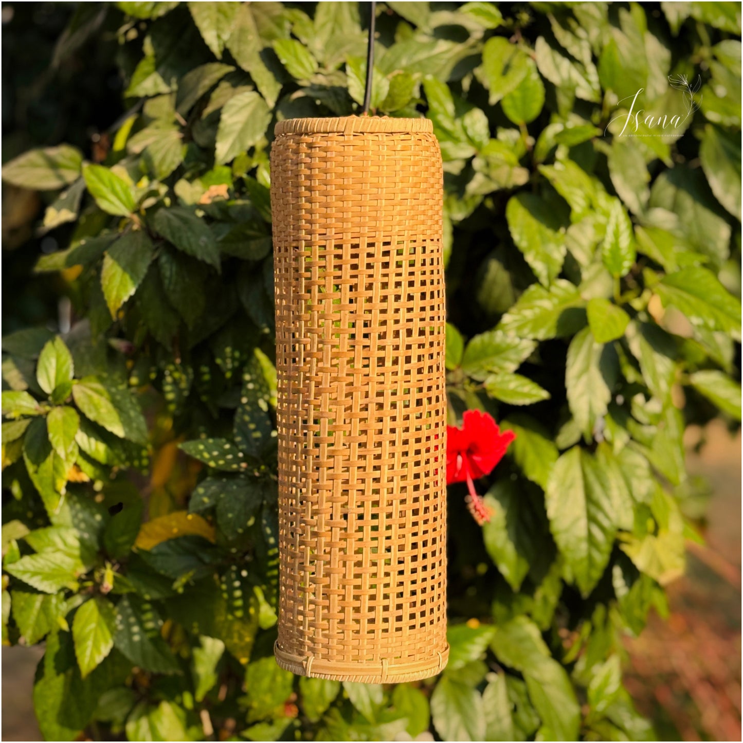 ISANA Niva Bamboo Cylindrical Lampshade | Slim Hanging Pendant Light