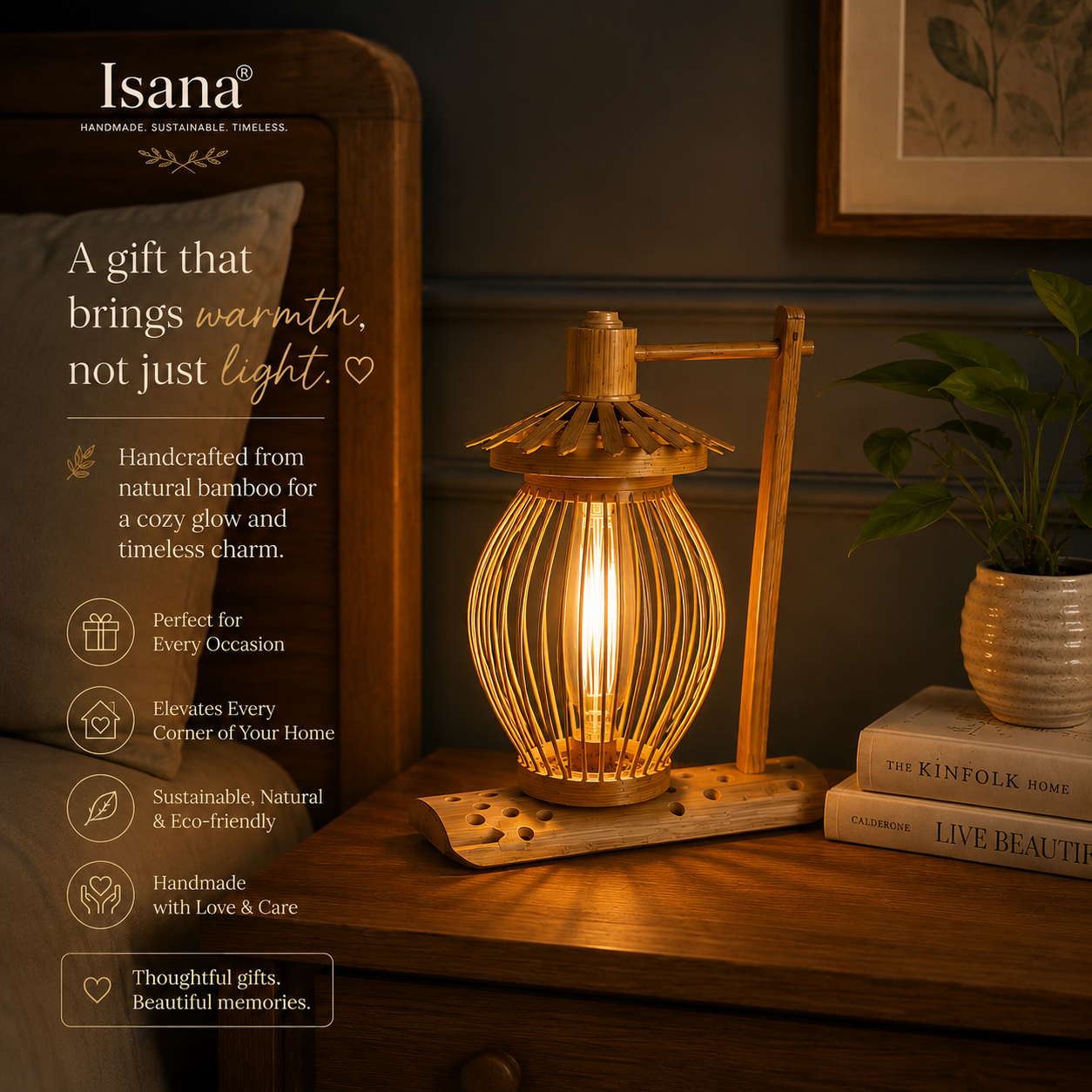 ISANA Ember Bamboo Table and Wall Lamp | 2 in 1 Handwoven Light