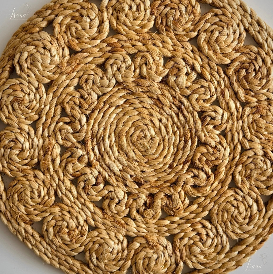 ISANA® EcoCharm Braided Jute Coaster – Handwoven Round Table Coaster