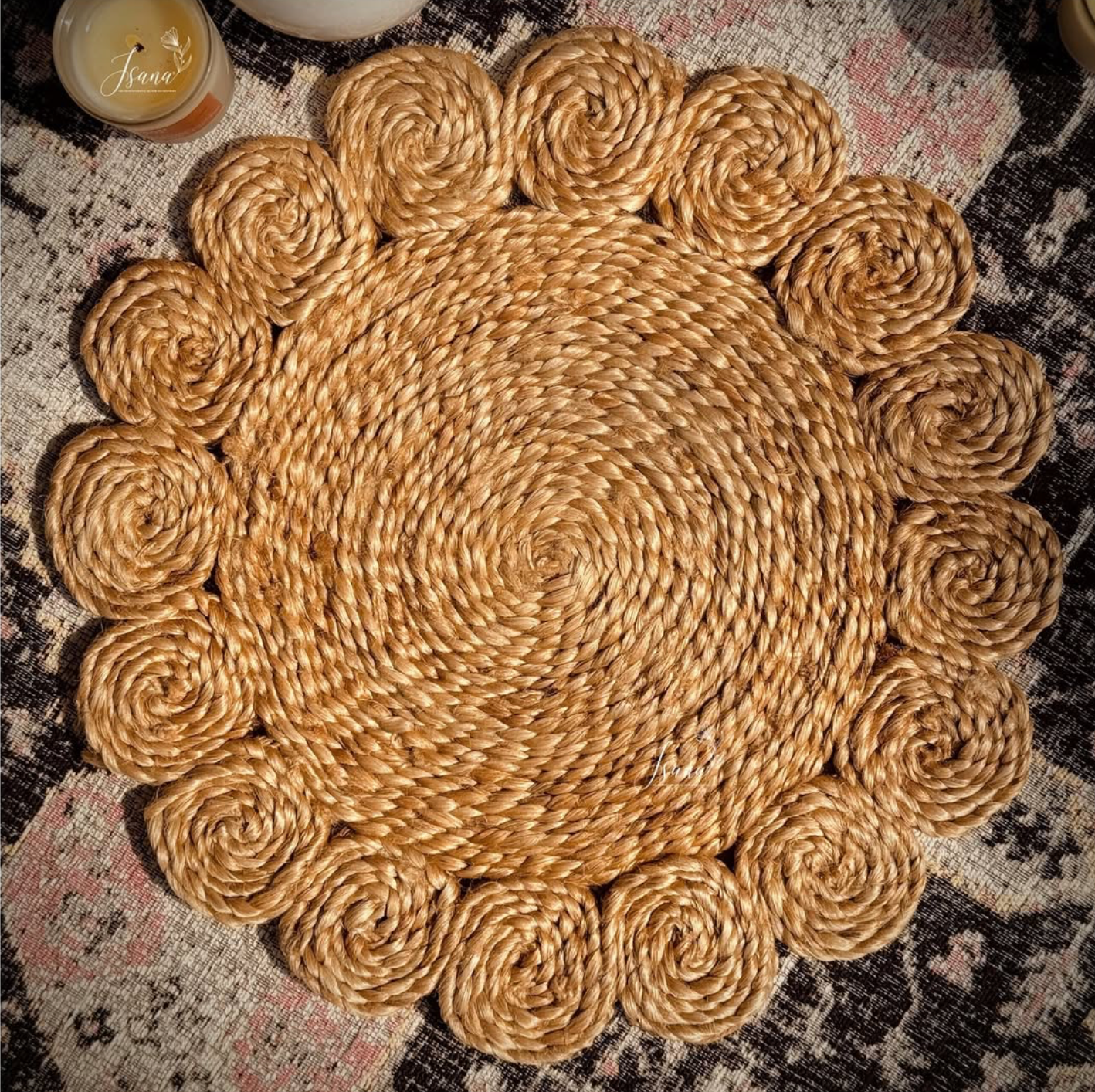 ISANA® TerraWeave Round Jute Placemat - Handwoven Natural Table Mat