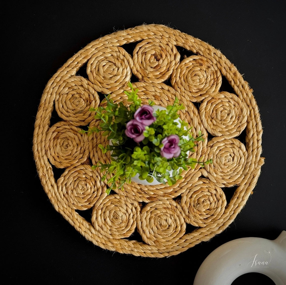 ISANA® BhoomiLoop Round Jute Placemat - Handwoven Natural Table Mat