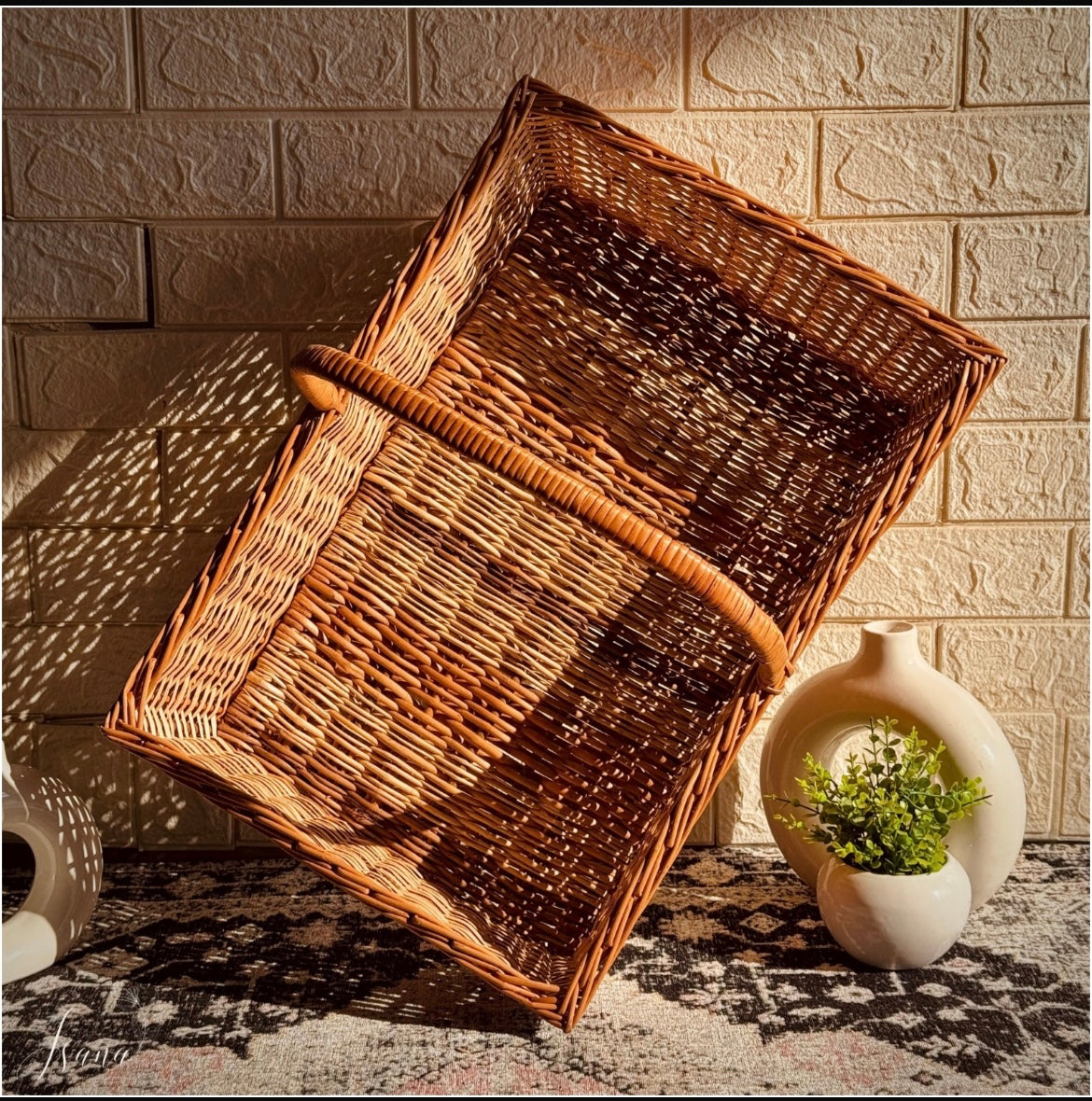 Hearth Willow Tray Set With Handles (Set of 3)