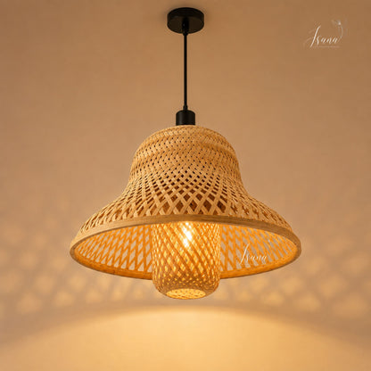 Auric Bamboo Pendant Lamp – Handwoven Natural Bamboo Hanging Light