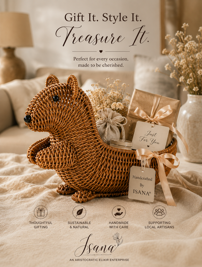 Handwoven Willow Bunny Basket | Handmade Kashmiri Willow Décor | ISANA®