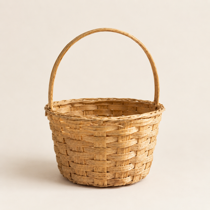 Petite Handwoven Bamboo Gift Basket with Handle