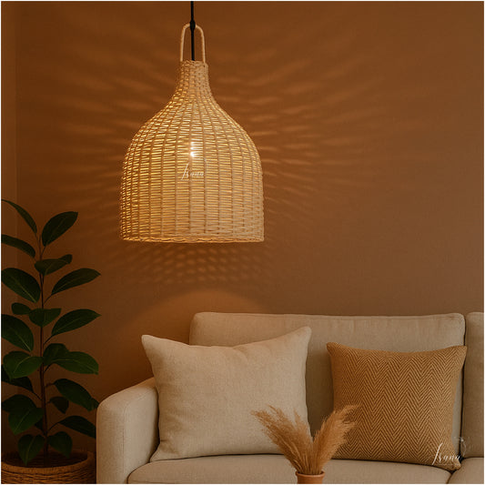 Cane Bottle Lampshade with Iron Frame