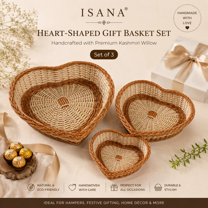 Heartsong Willow Basket Set – With Handles (Set of 3)