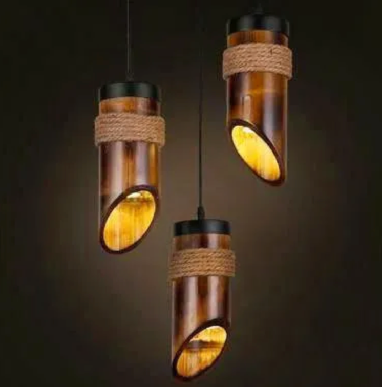 Bamboo Hanging Vertical Lampshade (With Electrical Accessories)