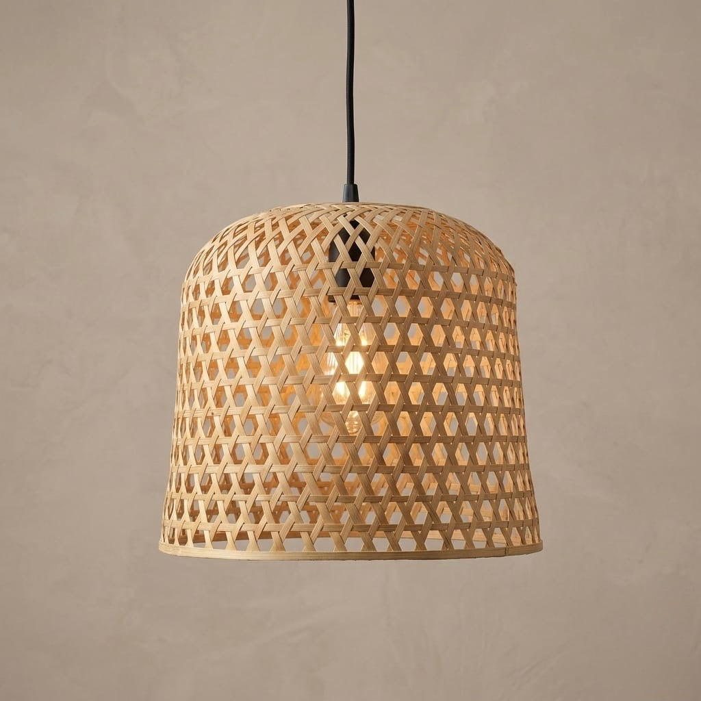 Isana “NoorDome” Handwoven Bamboo Lampshade – Eco-Friendly Bohemian Home Decor