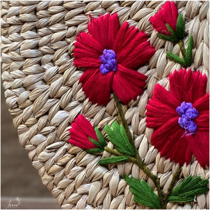 Handwoven Kauna Grass Handbag with Embroidery | Sustainable Handmade Bag | ISANA®️