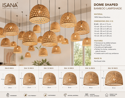 Isana “NoorDome” Handwoven Bamboo Lampshade – Eco-Friendly Bohemian Home Decor