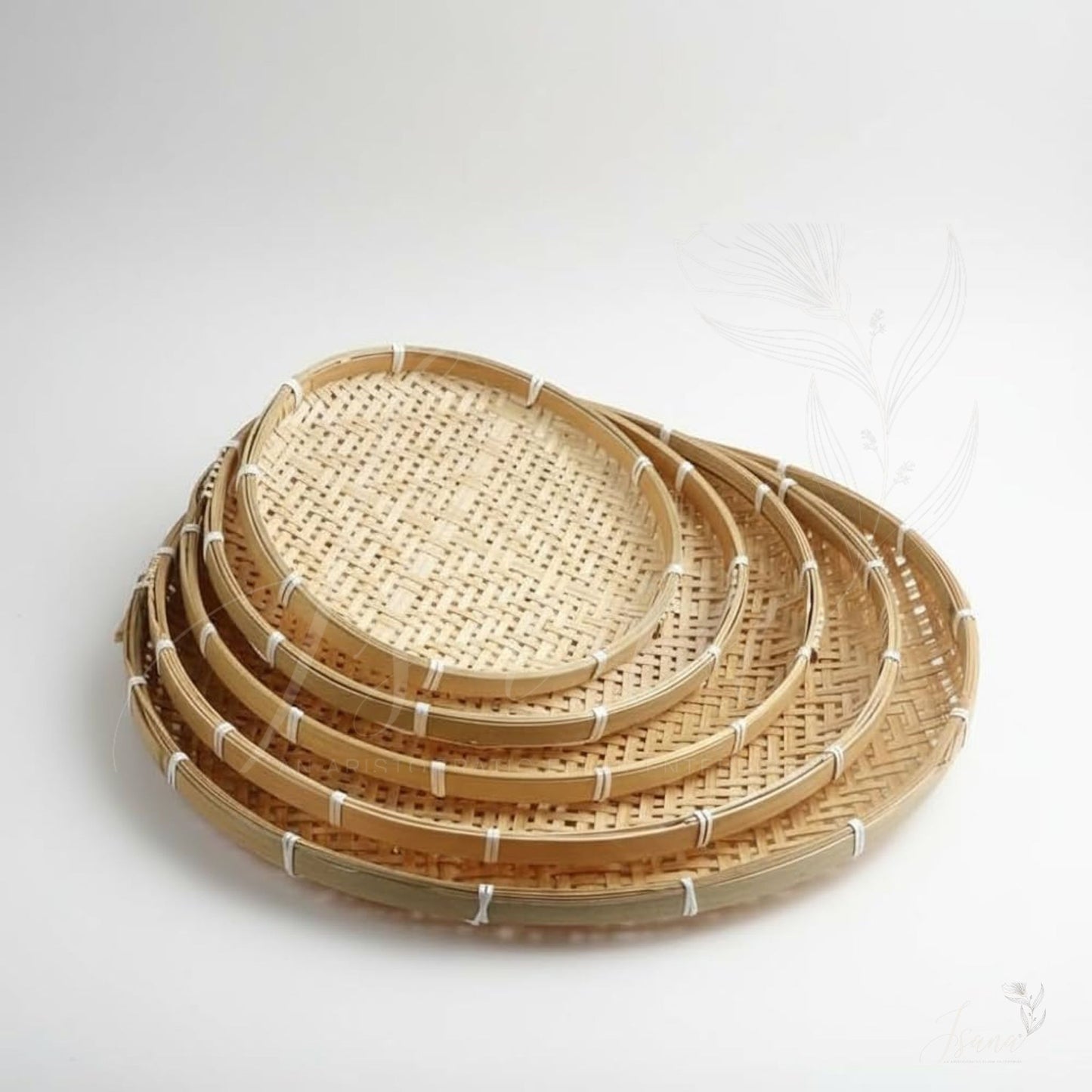Saanjh Handwoven Oval Bamboo Trays – Set of 5