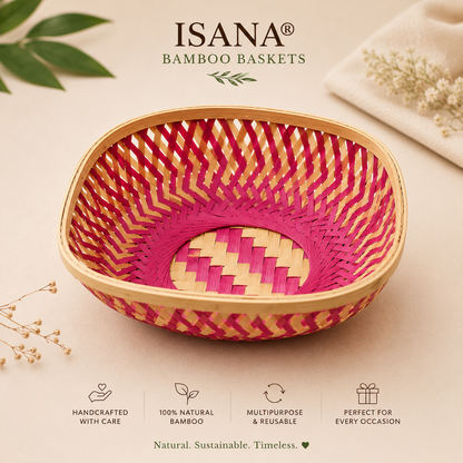 Vanya Round Bamboo Basket – Handwoven Multipurpose Basket