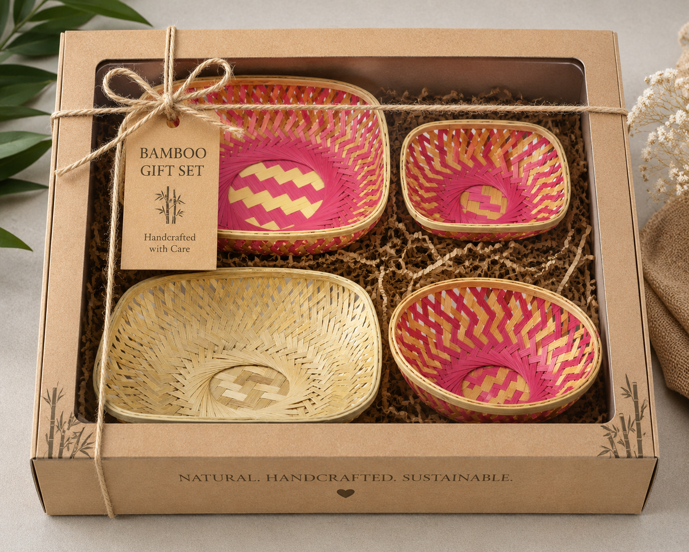 Vanya Round Bamboo Basket – Handwoven Multipurpose Basket