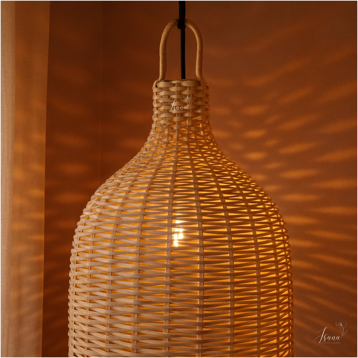 Cane Bottle Lampshade with Iron Frame