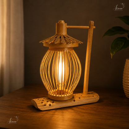Isana Ember Table & Wall Lamp – Handwoven Natural Bamboo