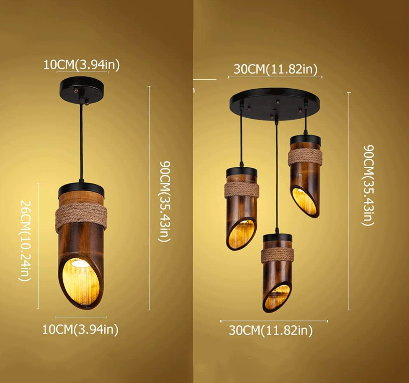 Bamboo Hanging Vertical Lampshade (With Electrical Accessories)