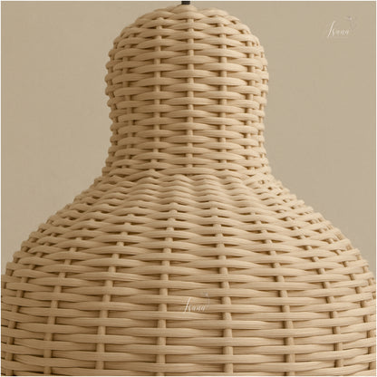 Cane Pear Lampshade with Iron Frame