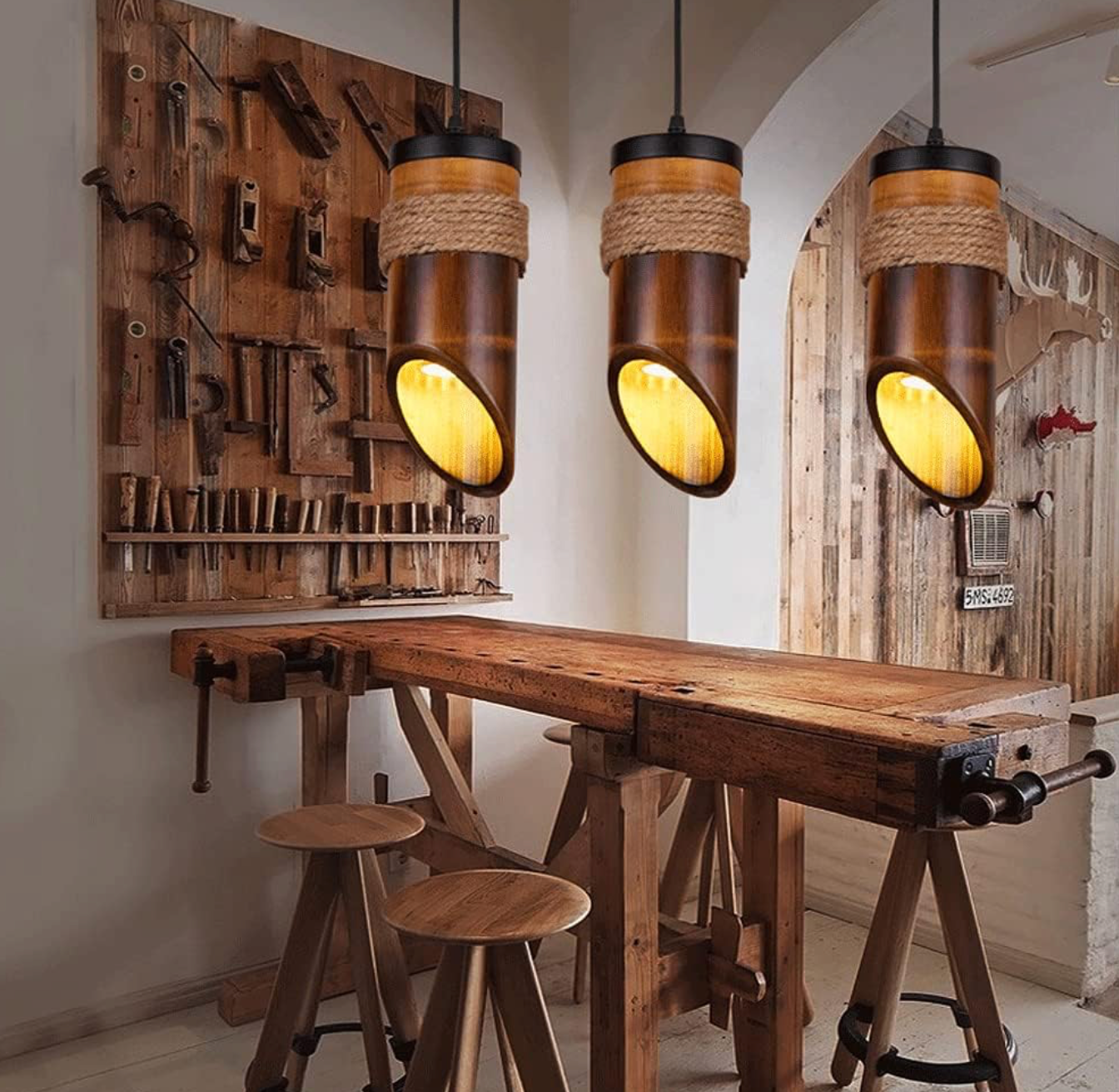 Bamboo Hanging Vertical Lampshade (With Electrical Accessories)