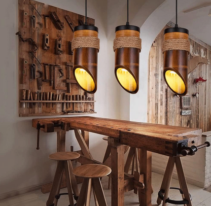Bamboo Hanging Vertical Lampshade (With Electrical Accessories)