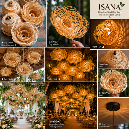 Bamboo Cloud Pendant Lamp | Handmade Bamboo Hanging Light | ISANA®️