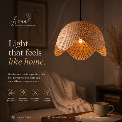 ISANA Aura Pendant Lamp | Handwoven Bamboo Hanging Light