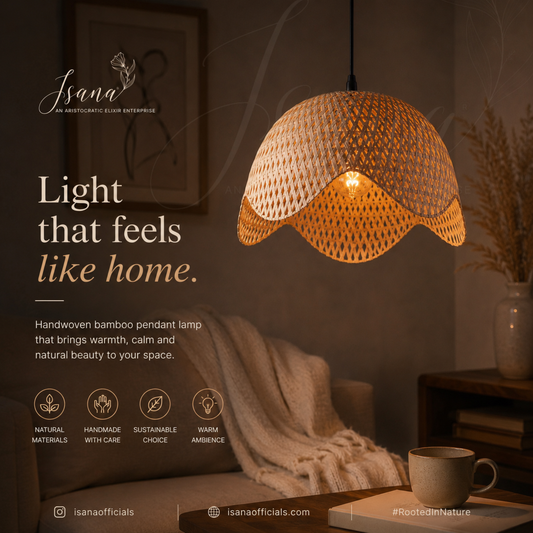 Aura Handwoven Bamboo Pendant Lamp – Natural Ceiling Light