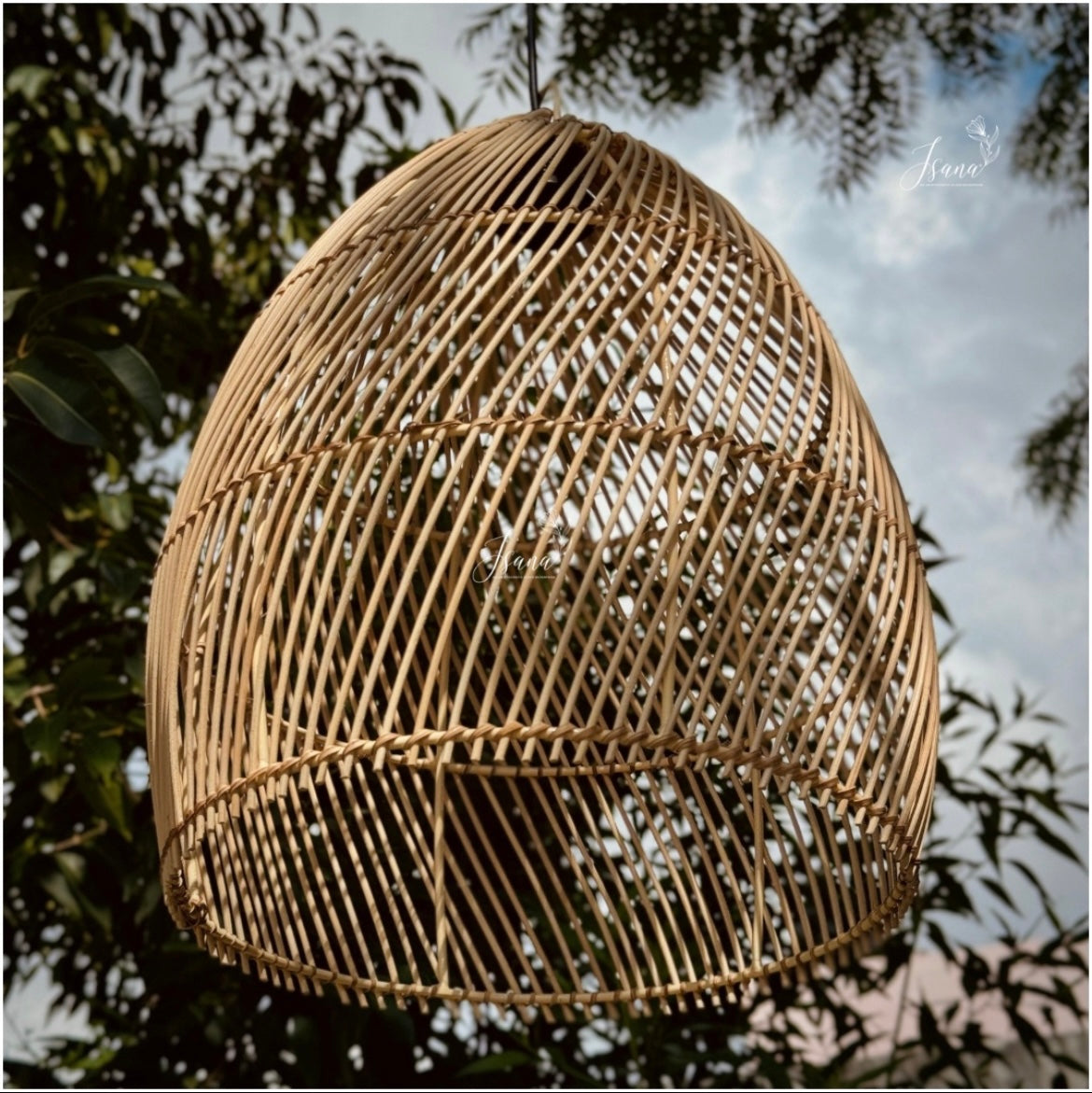 Cane Hanging Lampshade with Iron Frame