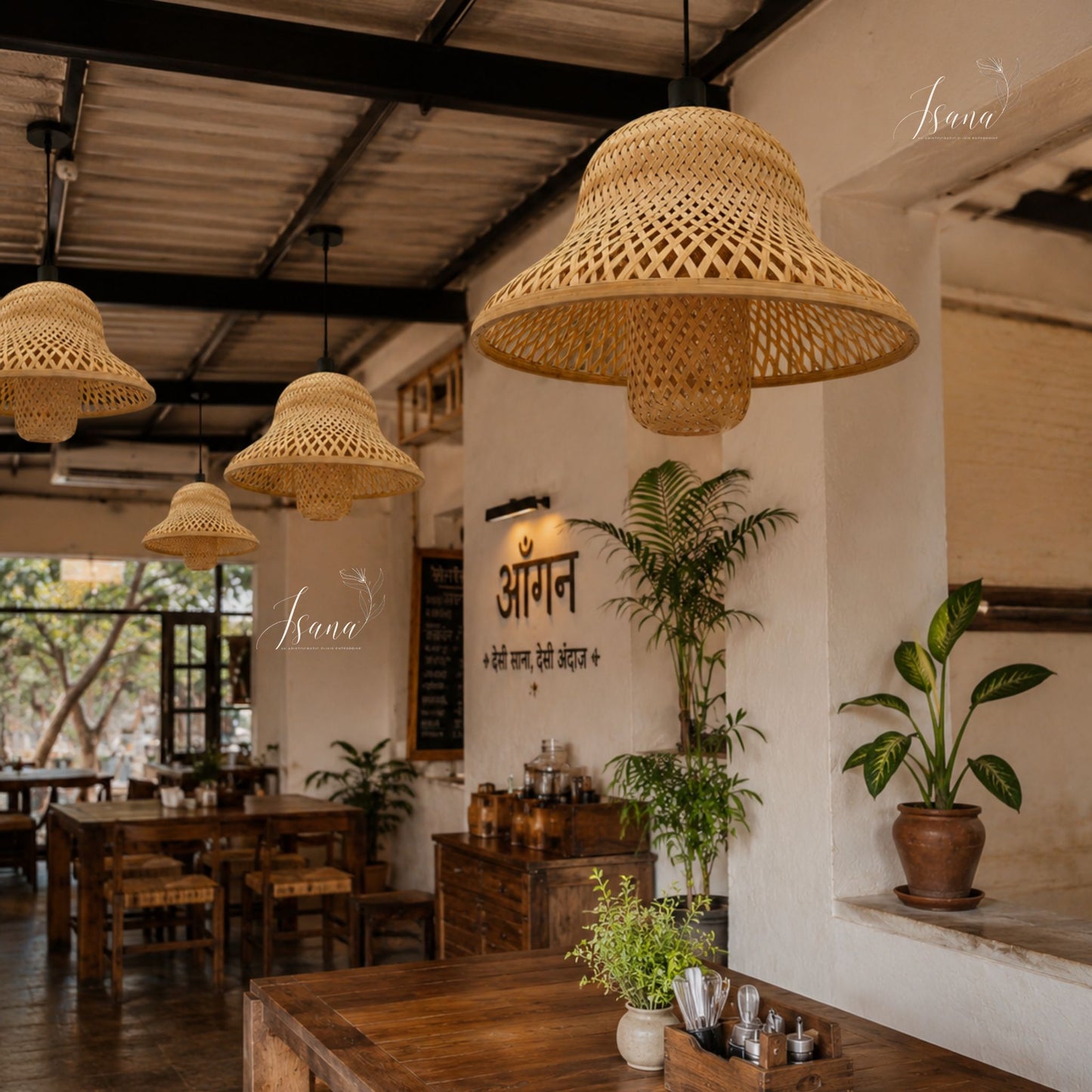 Auric Bamboo Pendant Lamp – Handwoven Natural Bamboo Hanging Light