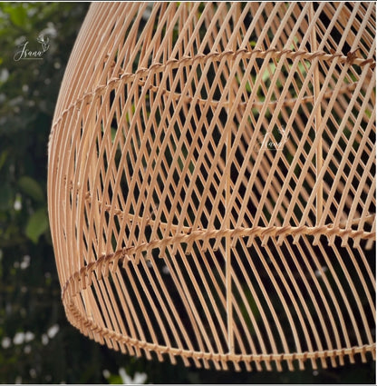 Cane Hanging Lampshade with Iron Frame