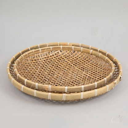 Saanjh Handwoven Oval Bamboo Trays – Set of 5