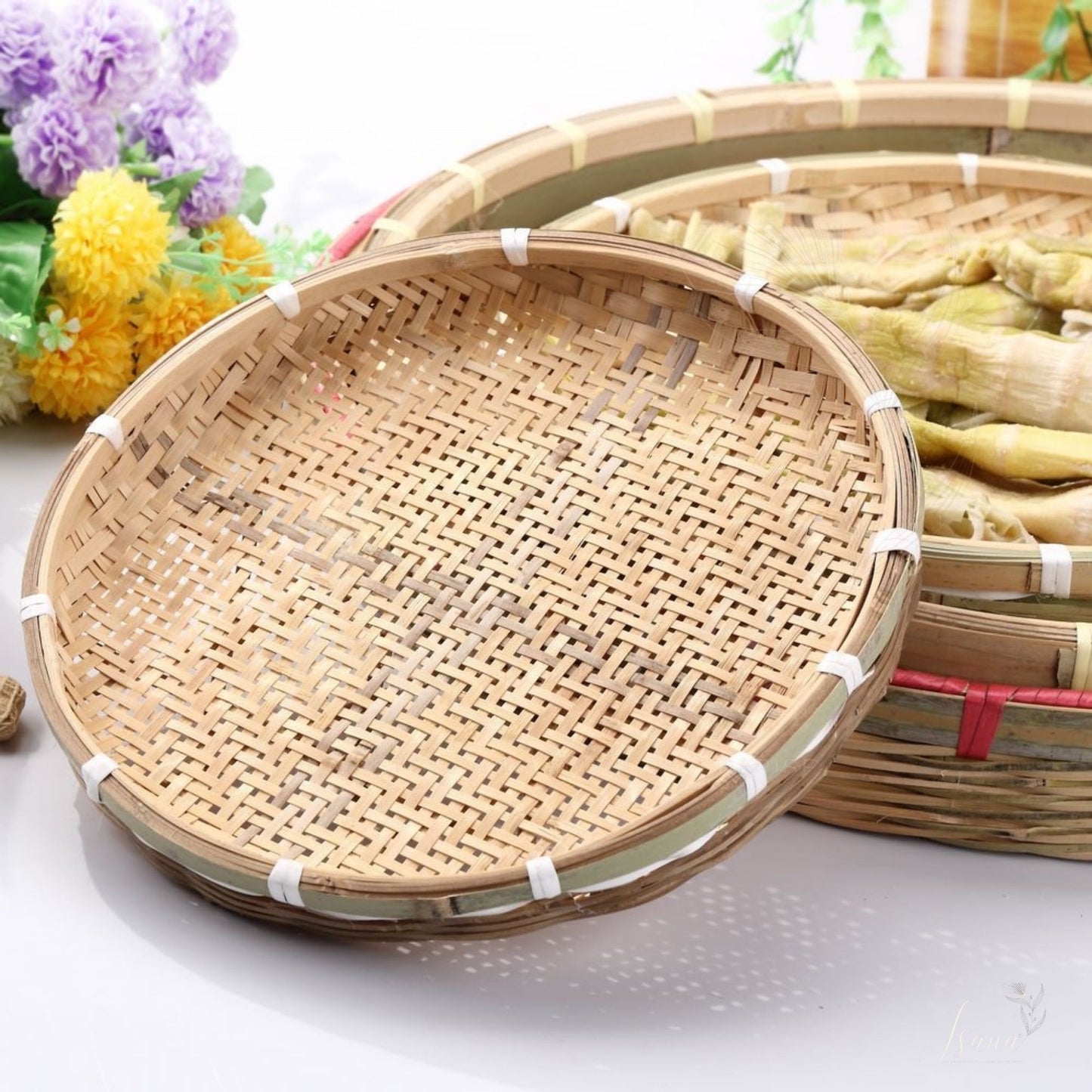 Saanjh Handwoven Oval Bamboo Trays – Set of 5