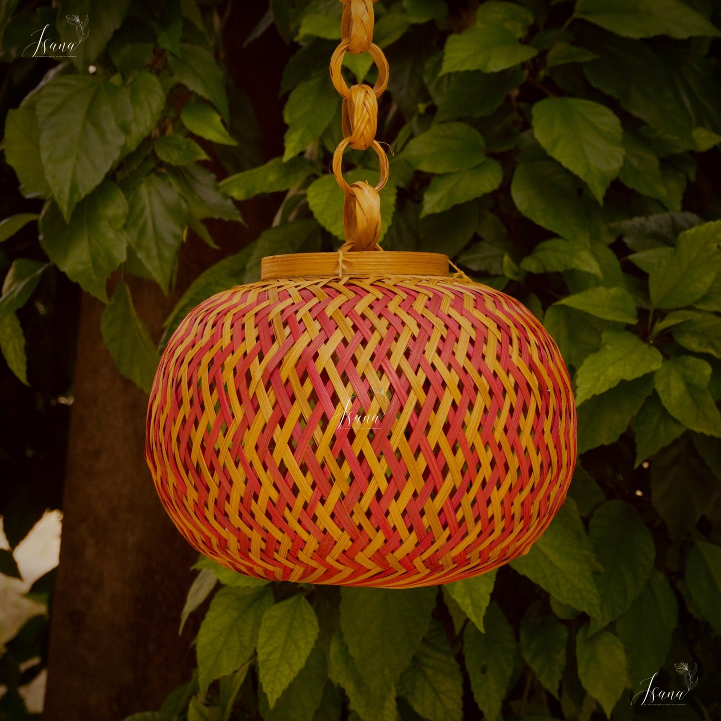 ISANA Rangta Colourful Bamboo Pendant Lampshade | Handcrafted Hanging Light