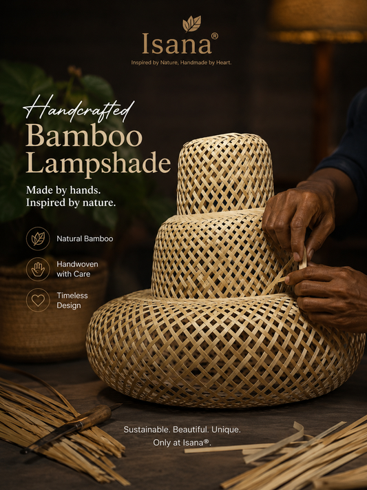 Aaranya Handwoven Bamboo Pendant Lampshade | Sustainable Ceiling Light by Isana®️