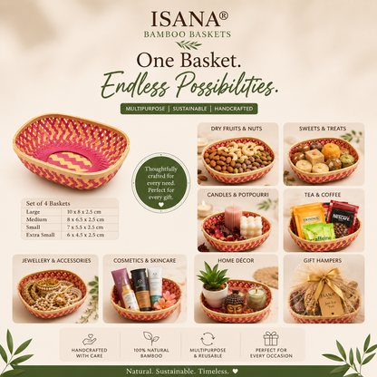 Vanya Round Bamboo Basket – Handwoven Multipurpose Basket