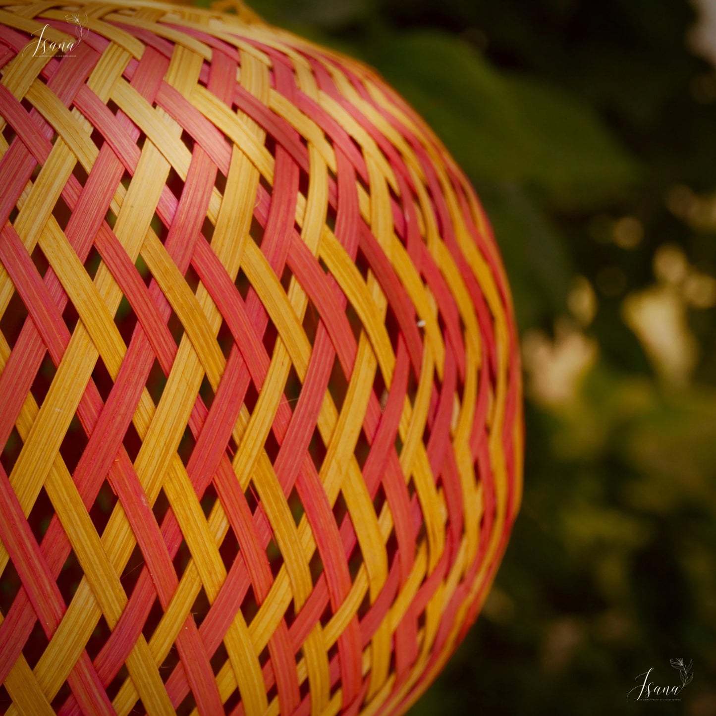 ISANA Rangta Colourful Bamboo Pendant Lampshade | Handcrafted Hanging Light