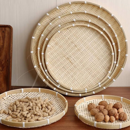 Saanjh Handwoven Oval Bamboo Trays – Set of 5