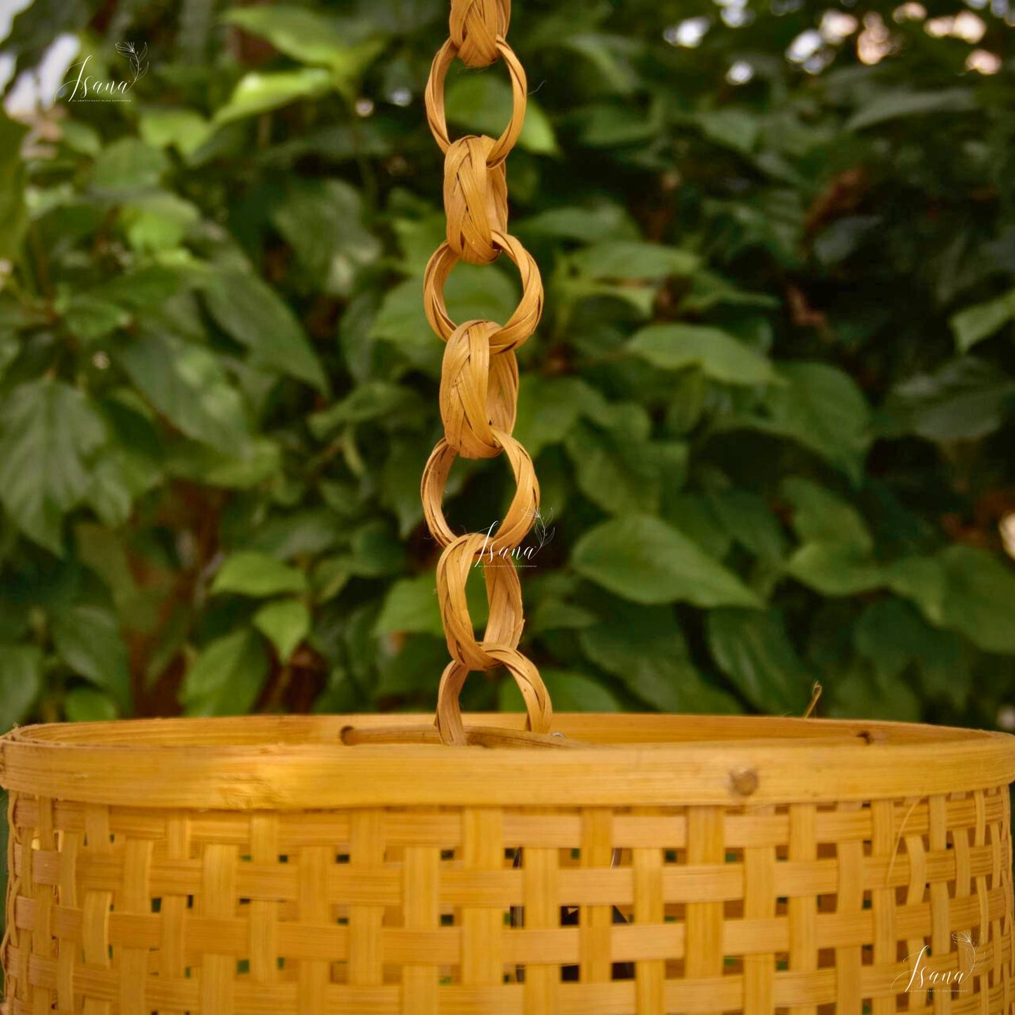 Isana Taara Cylindrical Lampshade - Handwoven Natural Bamboo Pendant (10”×15”)