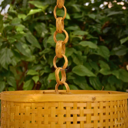 Isana Taara Cylindrical Lampshade - Handwoven Natural Bamboo Pendant (10”×15”)