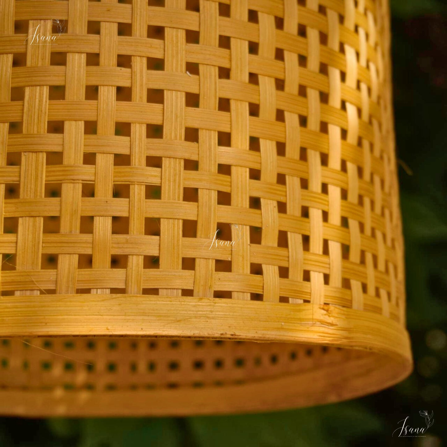 Isana Taara Cylindrical Lampshade - Handwoven Natural Bamboo Pendant (10”×15”)