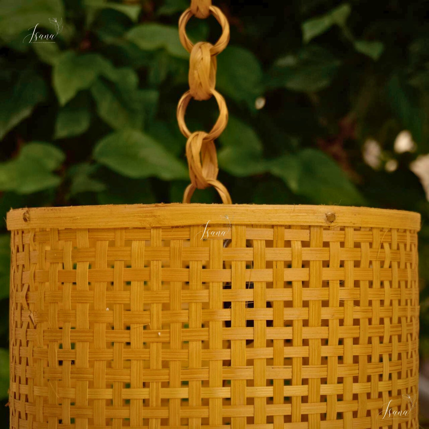 Isana Taara Cylindrical Lampshade - Handwoven Natural Bamboo Pendant (10”×15”)