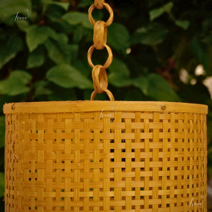 Isana Taara Cylindrical Lampshade - Handwoven Natural Bamboo Pendant (10”×15”)