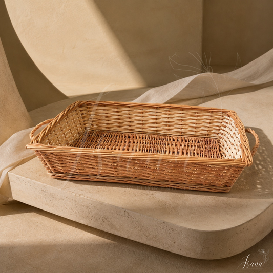 Kashmir Willow Rectangular Tray - Handwoven Storage and Hamper Basket